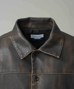 Artificial Leather Prime-Over Shirt Blouson