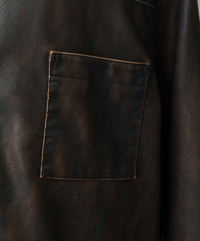 Artificial Leather Prime-Over Shirt Blouson
