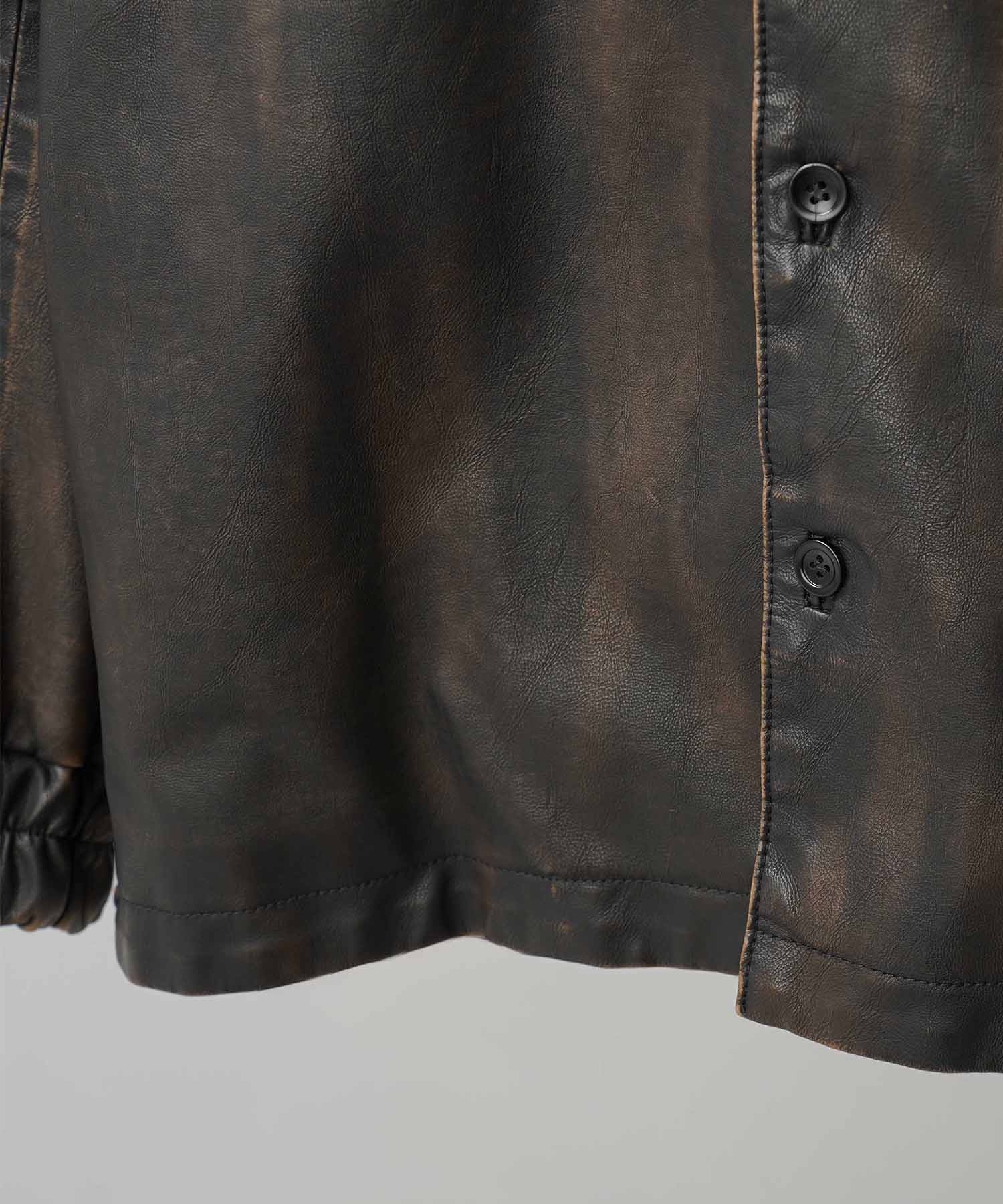 Artificial Leather Prime-Over Shirt Blouson