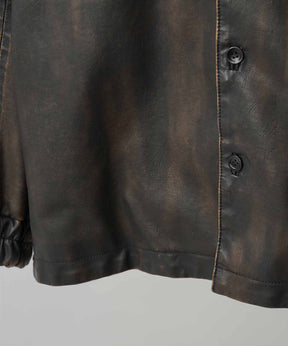 Artificial Leather Prime-Over Shirt Blouson