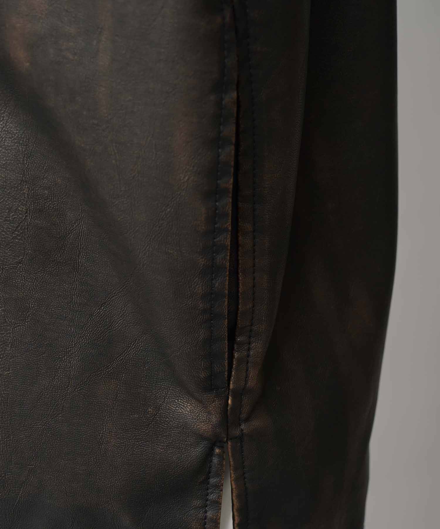 Artificial Leather Prime-Over Shirt Blouson