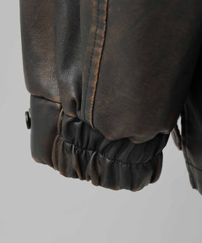 Artificial Leather Prime-Over Shirt Blouson