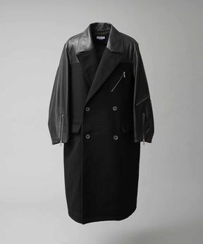 [25AW 사전 주문] 양 가죽 멜튼 콤비네이션 체스터 코트