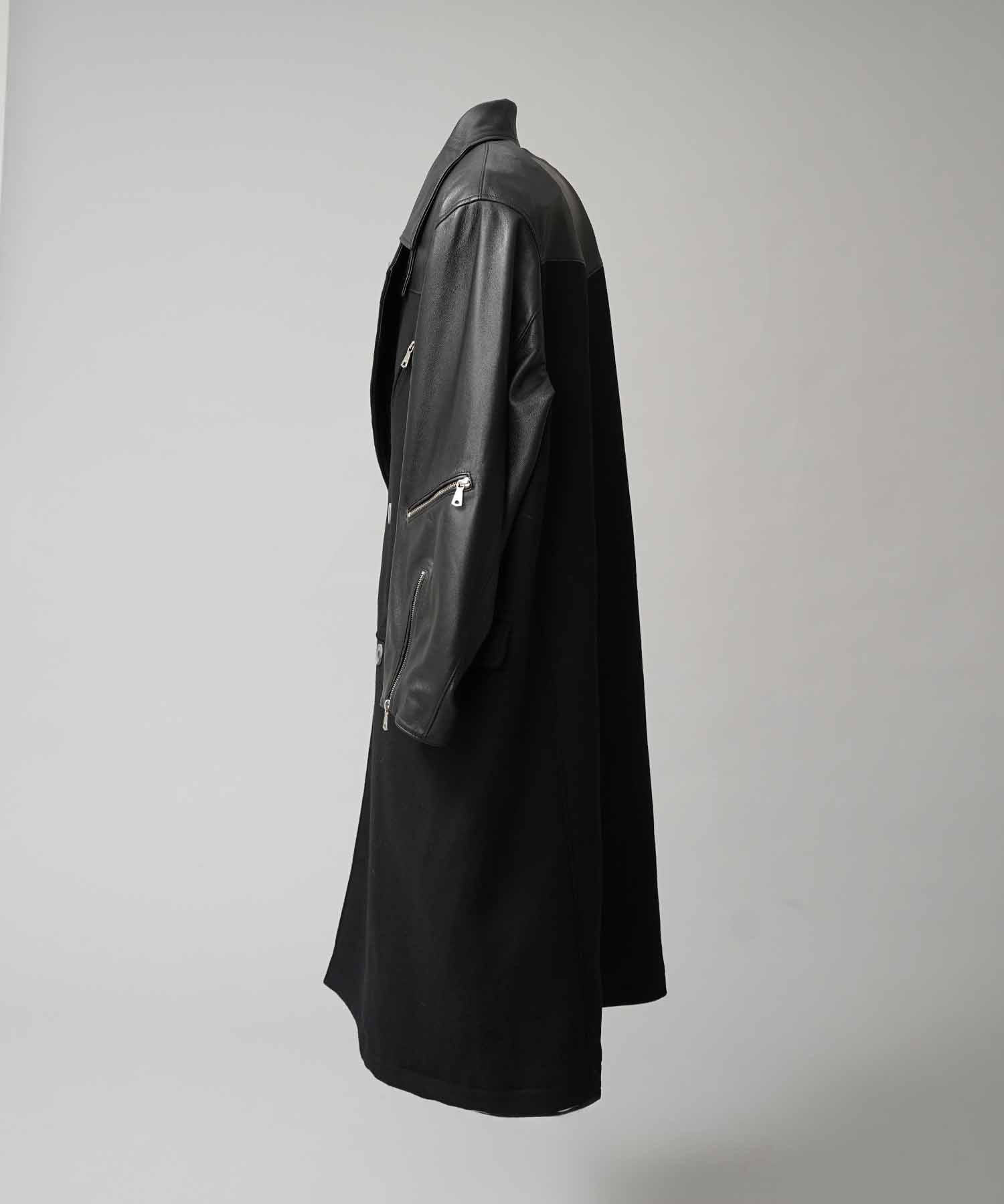 [25AW 사전 주문] 양 가죽 멜튼 콤비네이션 체스터 코트