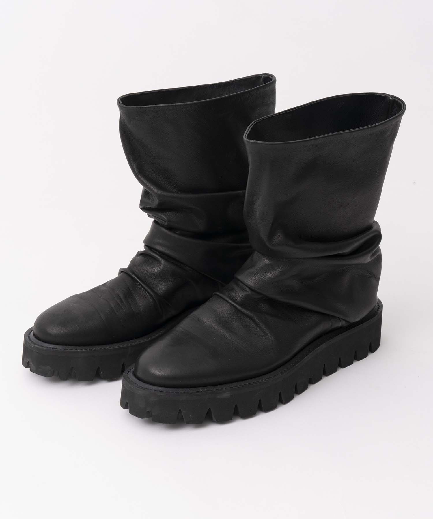 【SALE】【SPECIAL SHOES FACTORY COLLABORATION】Vibram Sole Gather  Loose Long Boots Made In TOKYO