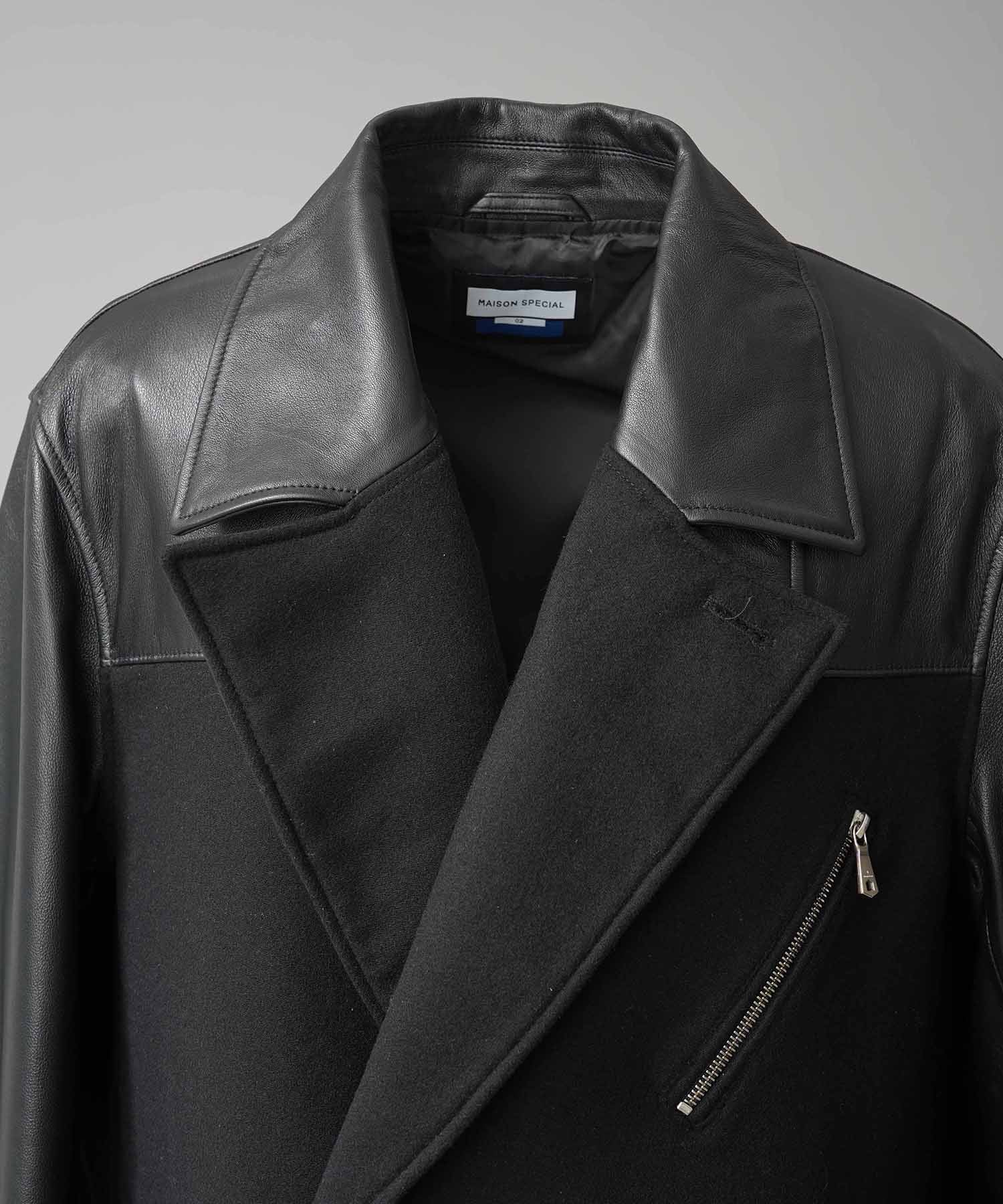 [25AW 사전 주문] 양 가죽 멜튼 콤비네이션 체스터 코트