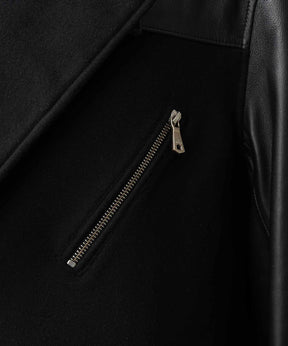 [25AW 사전 주문] 양 가죽 멜튼 콤비네이션 체스터 코트