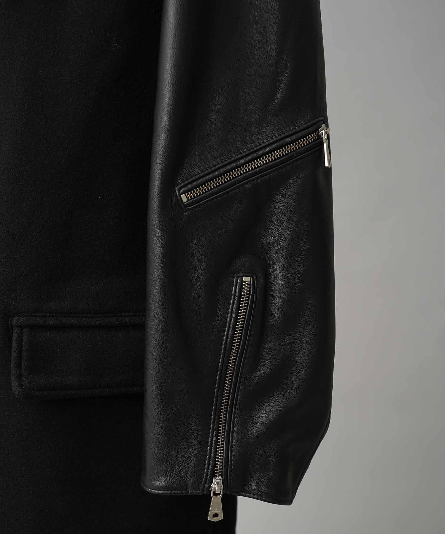 [25AW 사전 주문] 양 가죽 멜튼 콤비네이션 체스터 코트