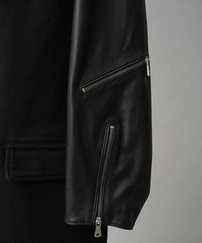 [25AW 사전 주문] 양 가죽 멜튼 콤비네이션 체스터 코트