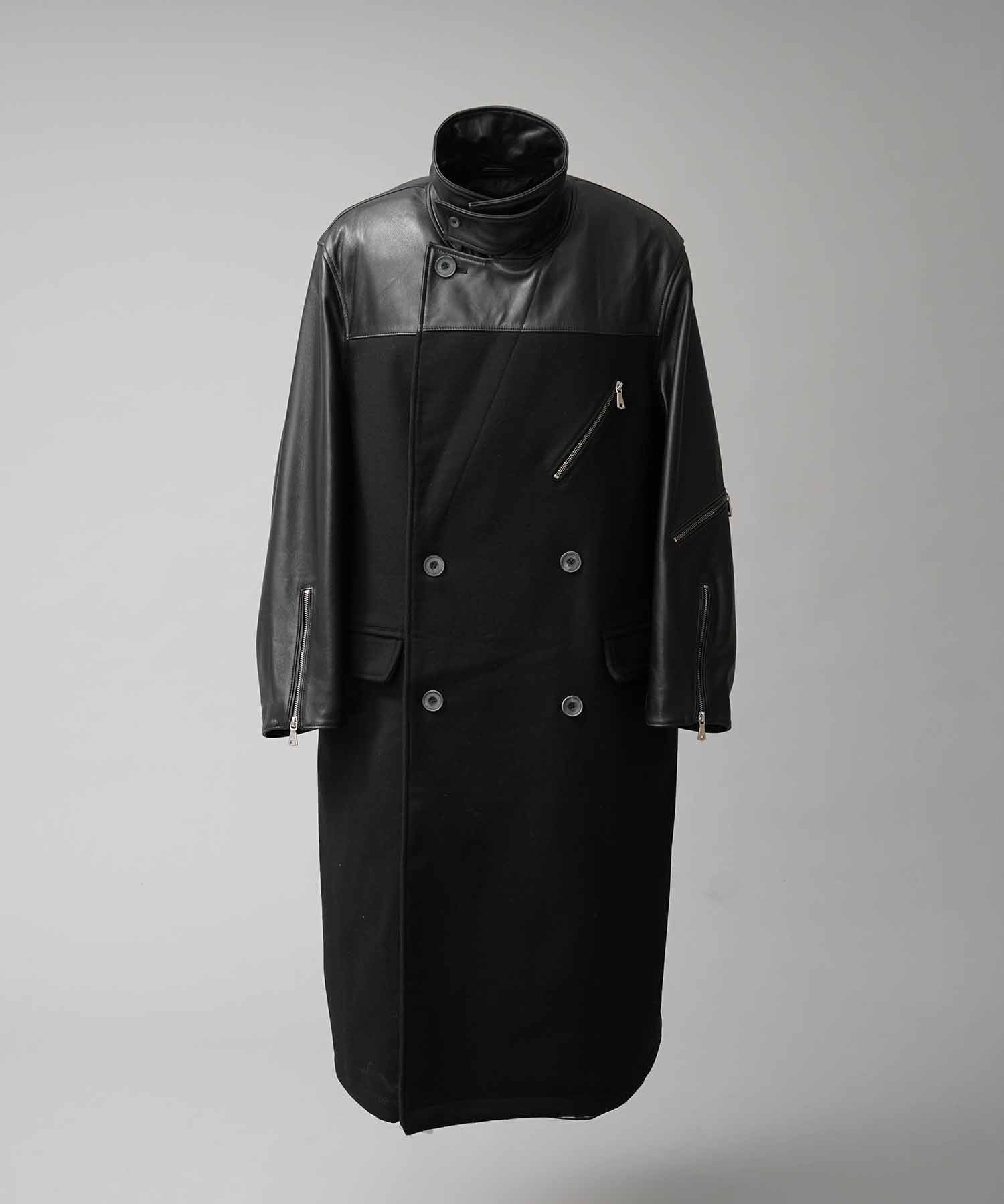 Sheep Leather Melton Combination Chester Coat