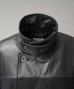 [25AW 사전 주문] 양 가죽 멜튼 콤비네이션 체스터 코트