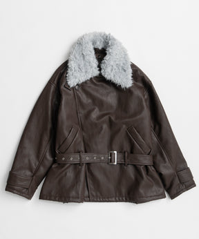 【26WINTER COLLECTION】Faux Leather Short Trench Jacket