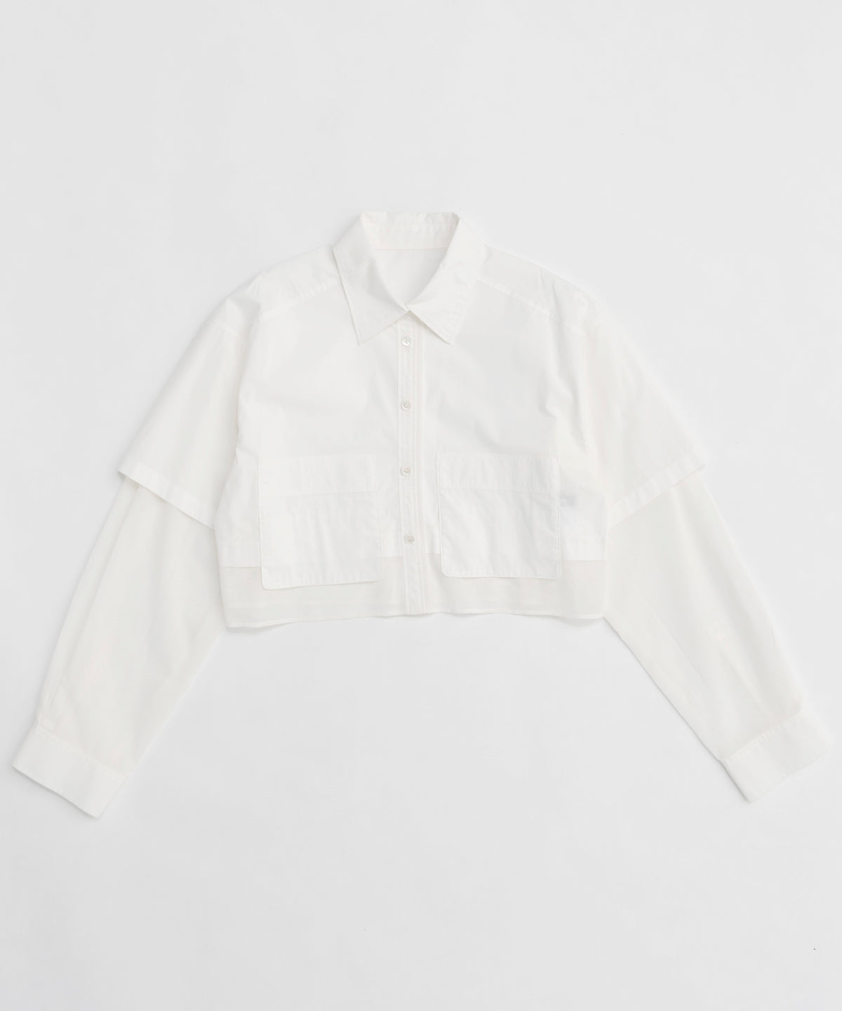 【25SPRING PRE-ORDER】Layered Sheer Fabric Short Length Shirt