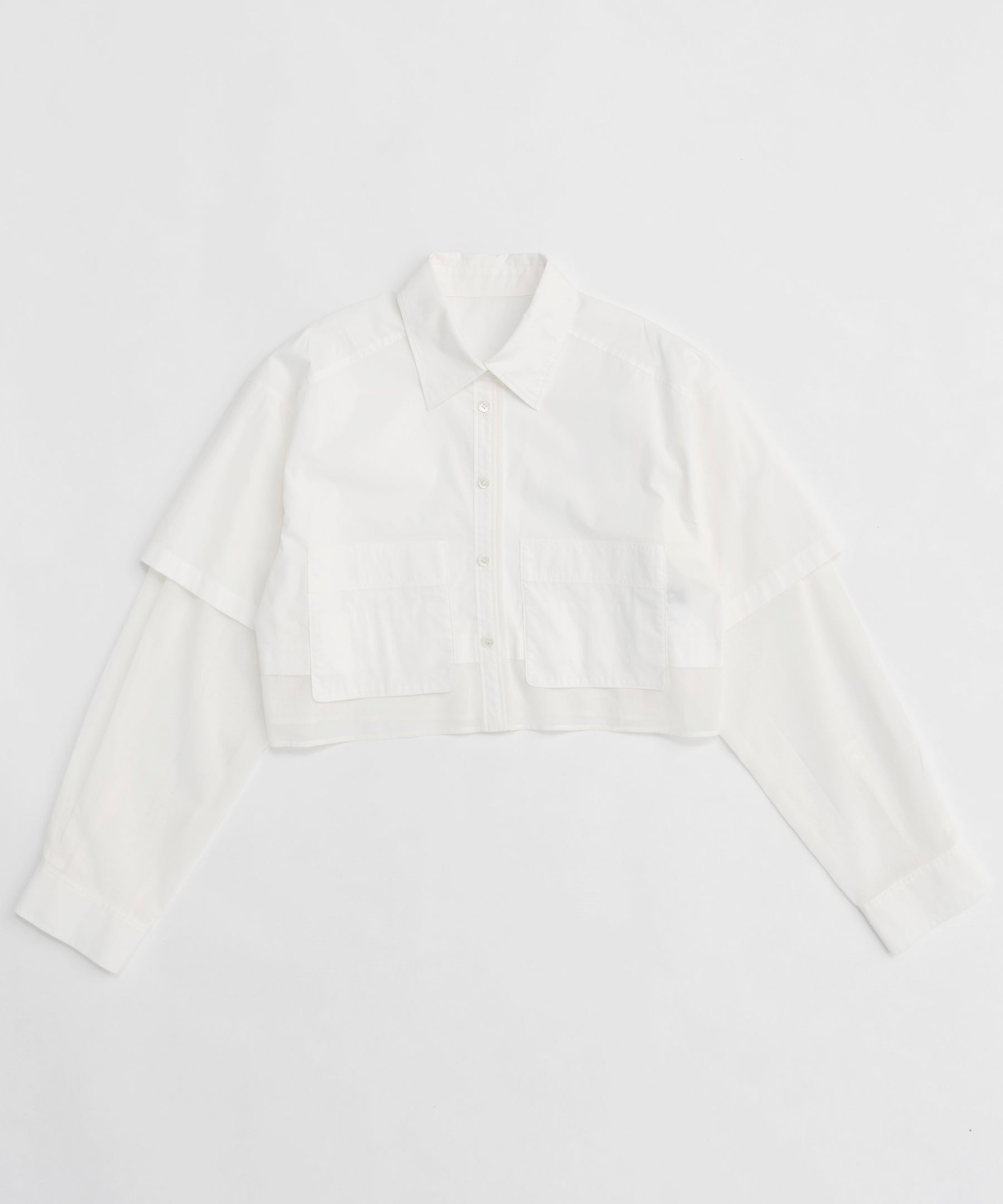 【25SPRING PRE-ORDER】Layered Sheer Fabric Short Length Shirt