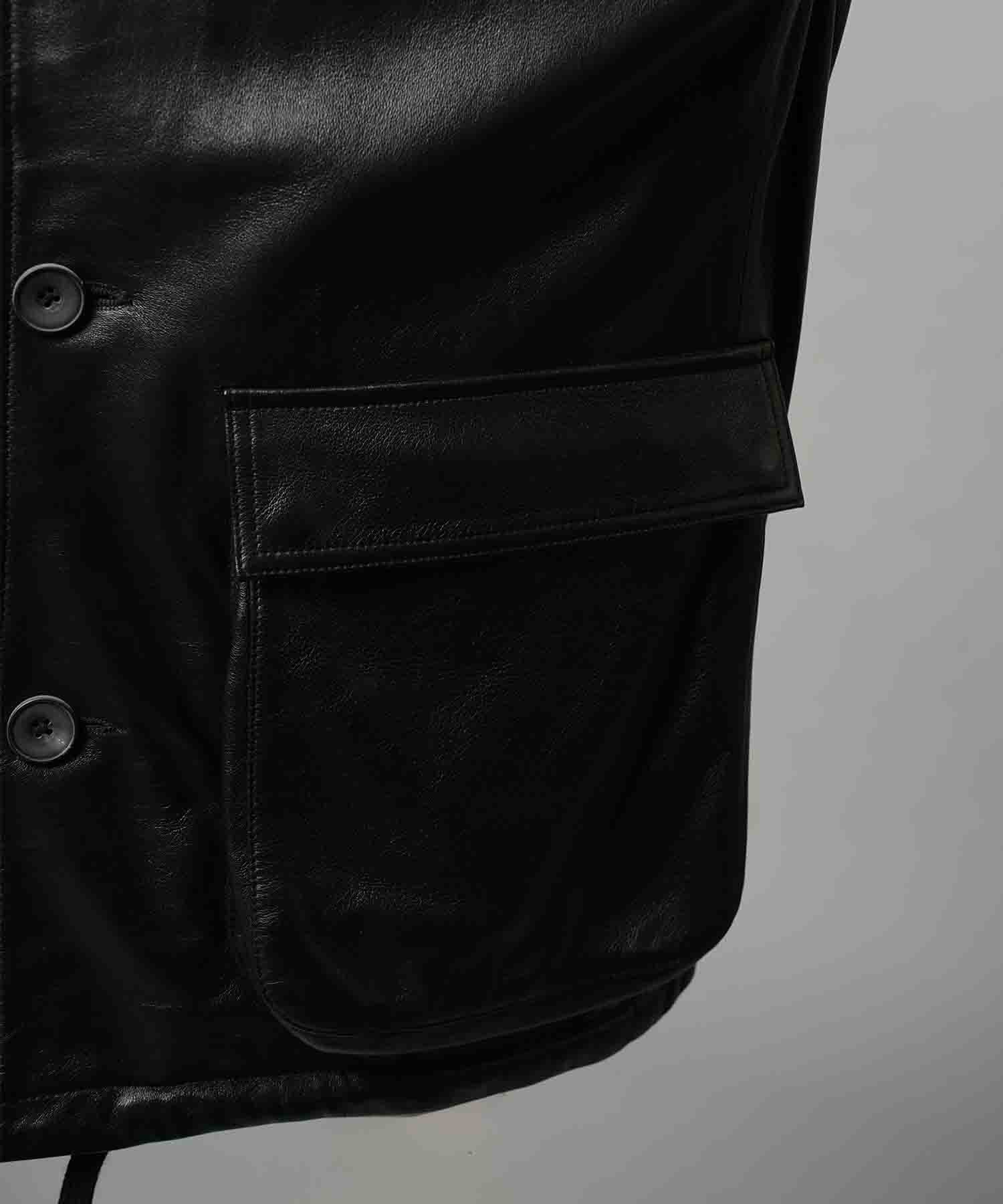 [25AW预购]绵羊皮革前纽扣单纽