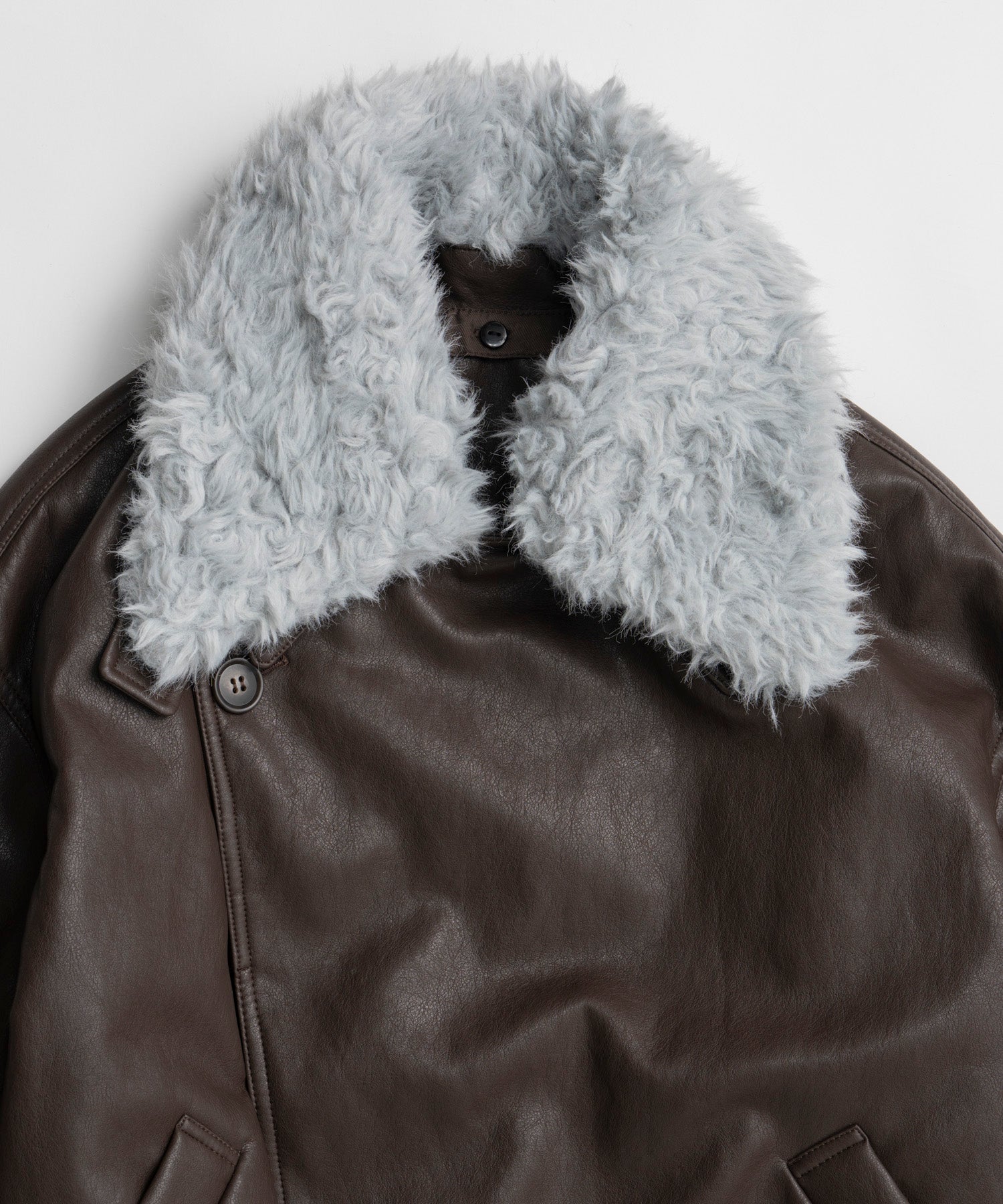 【26WINTER COLLECTION】Faux Leather Short Trench Jacket