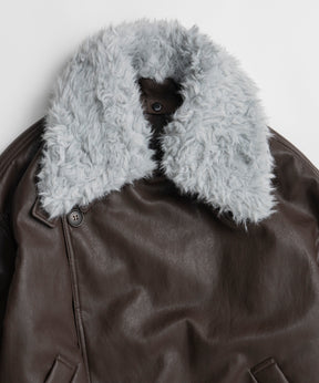 【26WINTER COLLECTION】Faux Leather Short Trench Jacket