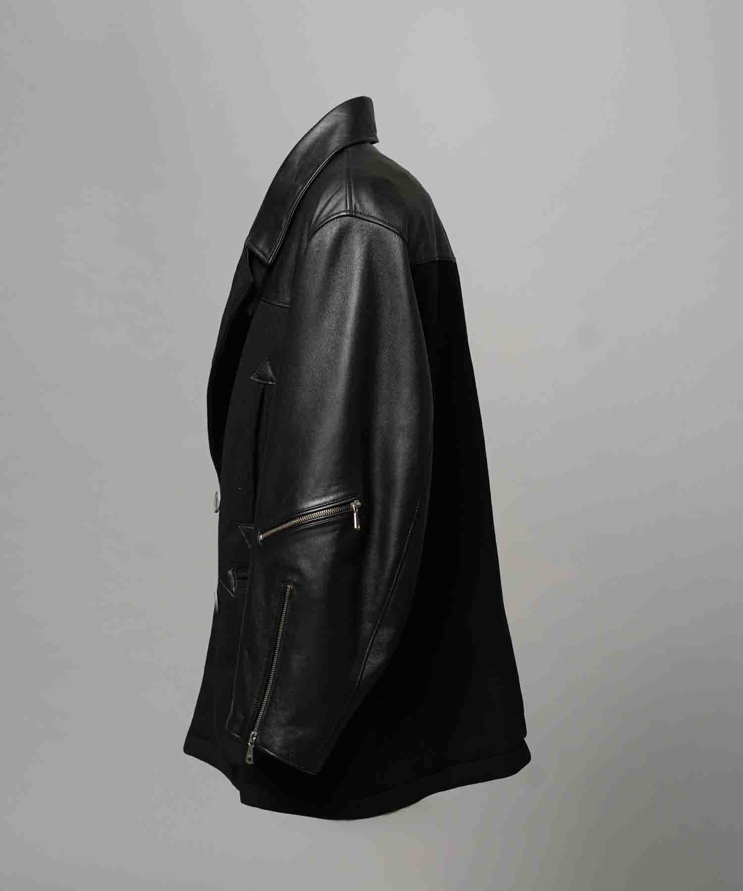 [25AW 사전 주문] 양 가죽 멜튼 콤비네이션 완두콩 코트