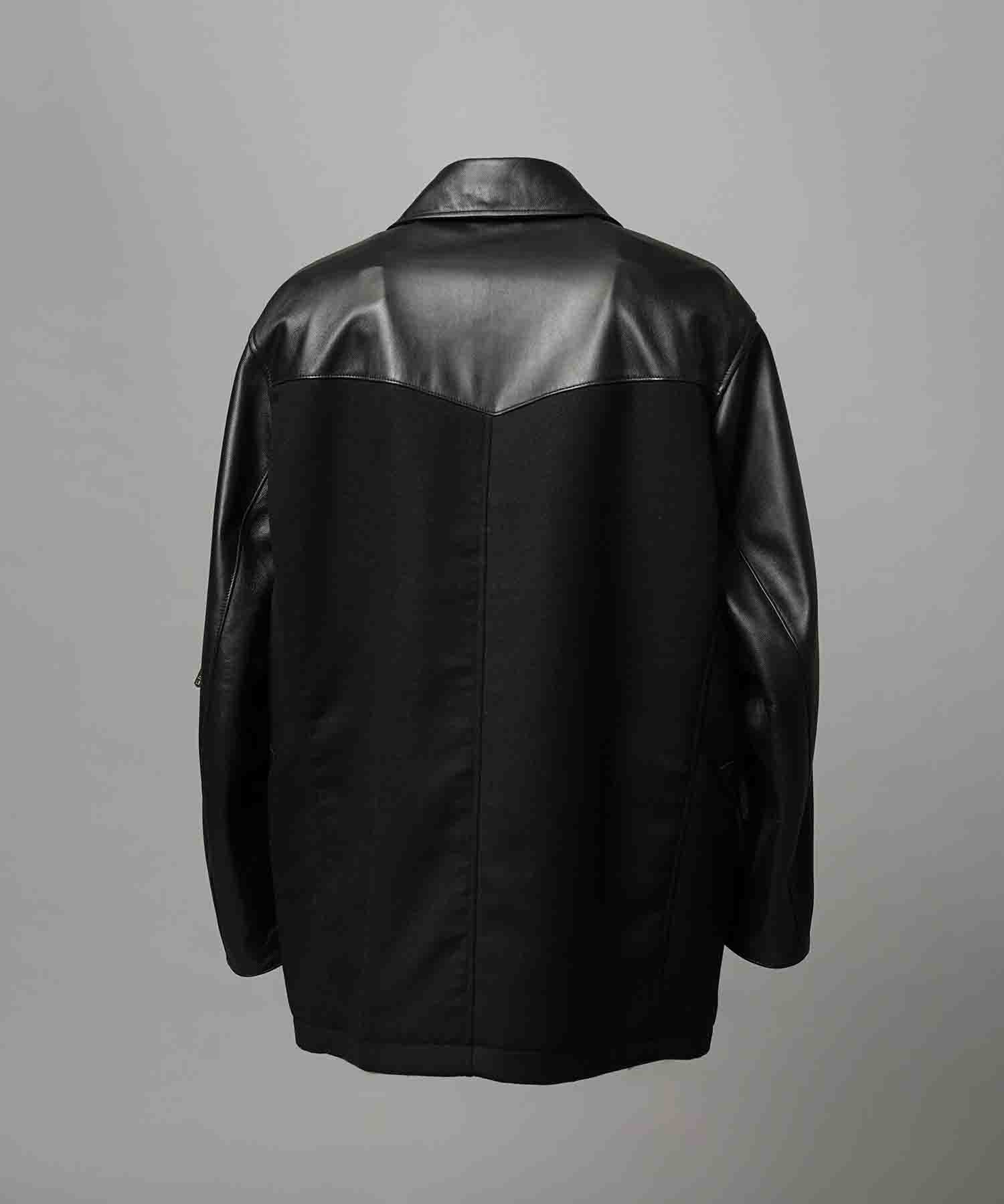 [25AW 사전 주문] 양 가죽 멜튼 콤비네이션 완두콩 코트