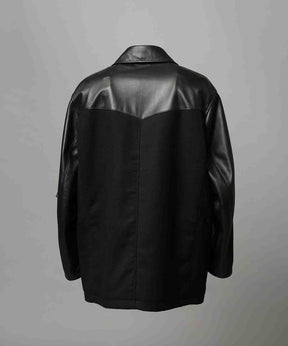 [25AW 사전 주문] 양 가죽 멜튼 콤비네이션 완두콩 코트