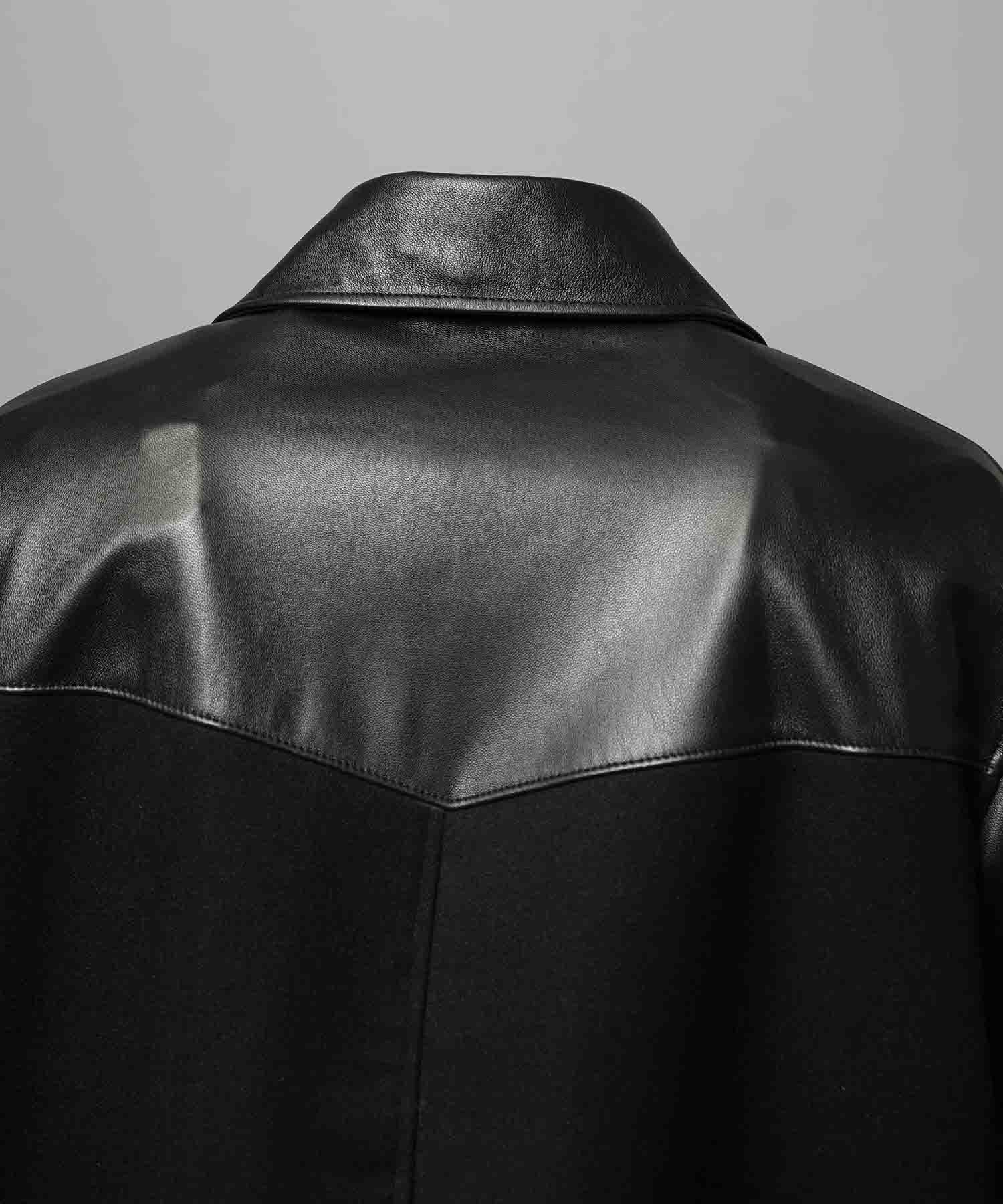 [25AW 사전 주문] 양 가죽 멜튼 콤비네이션 완두콩 코트