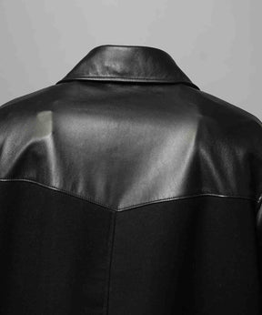 [25AW 사전 주문] 양 가죽 멜튼 콤비네이션 완두콩 코트