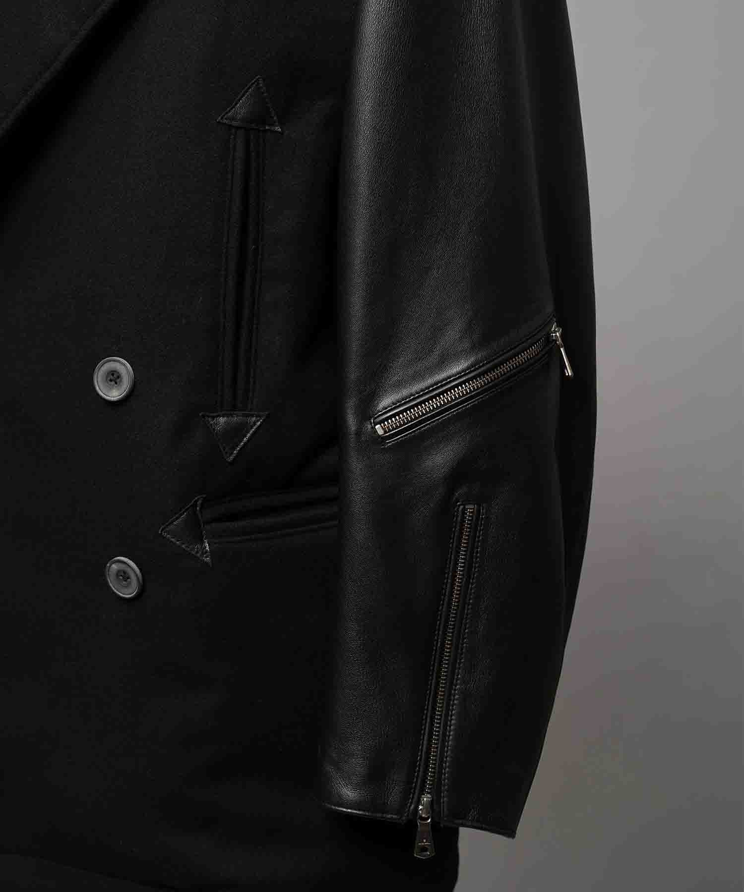 [25AW 사전 주문] 양 가죽 멜튼 콤비네이션 완두콩 코트