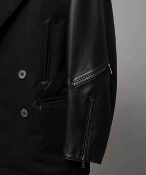 [25AW 사전 주문] 양 가죽 멜튼 콤비네이션 완두콩 코트