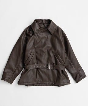 【26WINTER COLLECTION】Faux Leather Short Trench Jacket