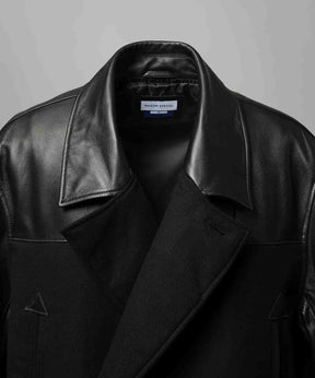 [25AW 사전 주문] 양 가죽 멜튼 콤비네이션 완두콩 코트