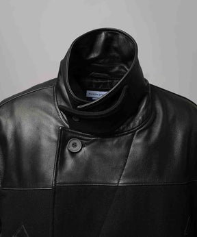 [25AW 사전 주문] 양 가죽 멜튼 콤비네이션 완두콩 코트