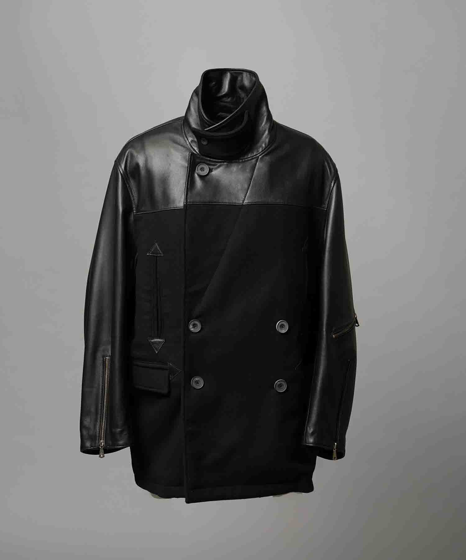 [25AW 사전 주문] 양 가죽 멜튼 콤비네이션 완두콩 코트