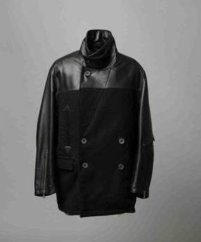 [25AW 사전 주문] 양 가죽 멜튼 콤비네이션 완두콩 코트