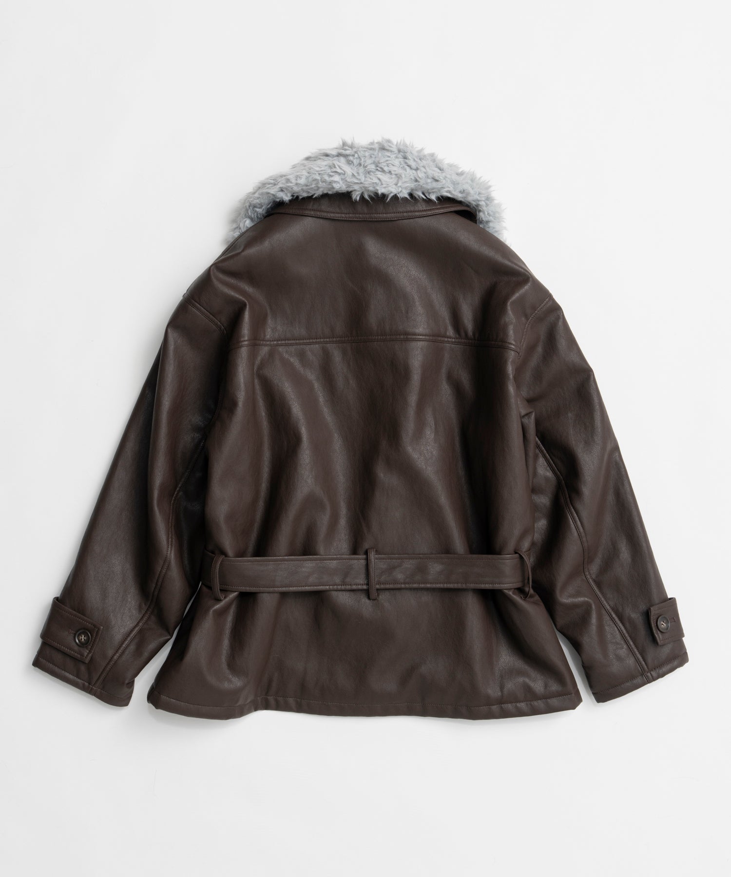 【26WINTER COLLECTION】Faux Leather Short Trench Jacket
