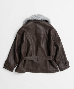 【26WINTER COLLECTION】Faux Leather Short Trench Jacket