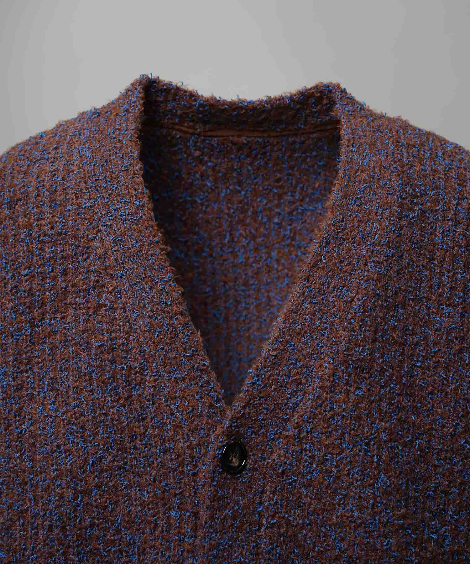 Mix Color Fancy Yarn Prime-Over Knit Cardigan