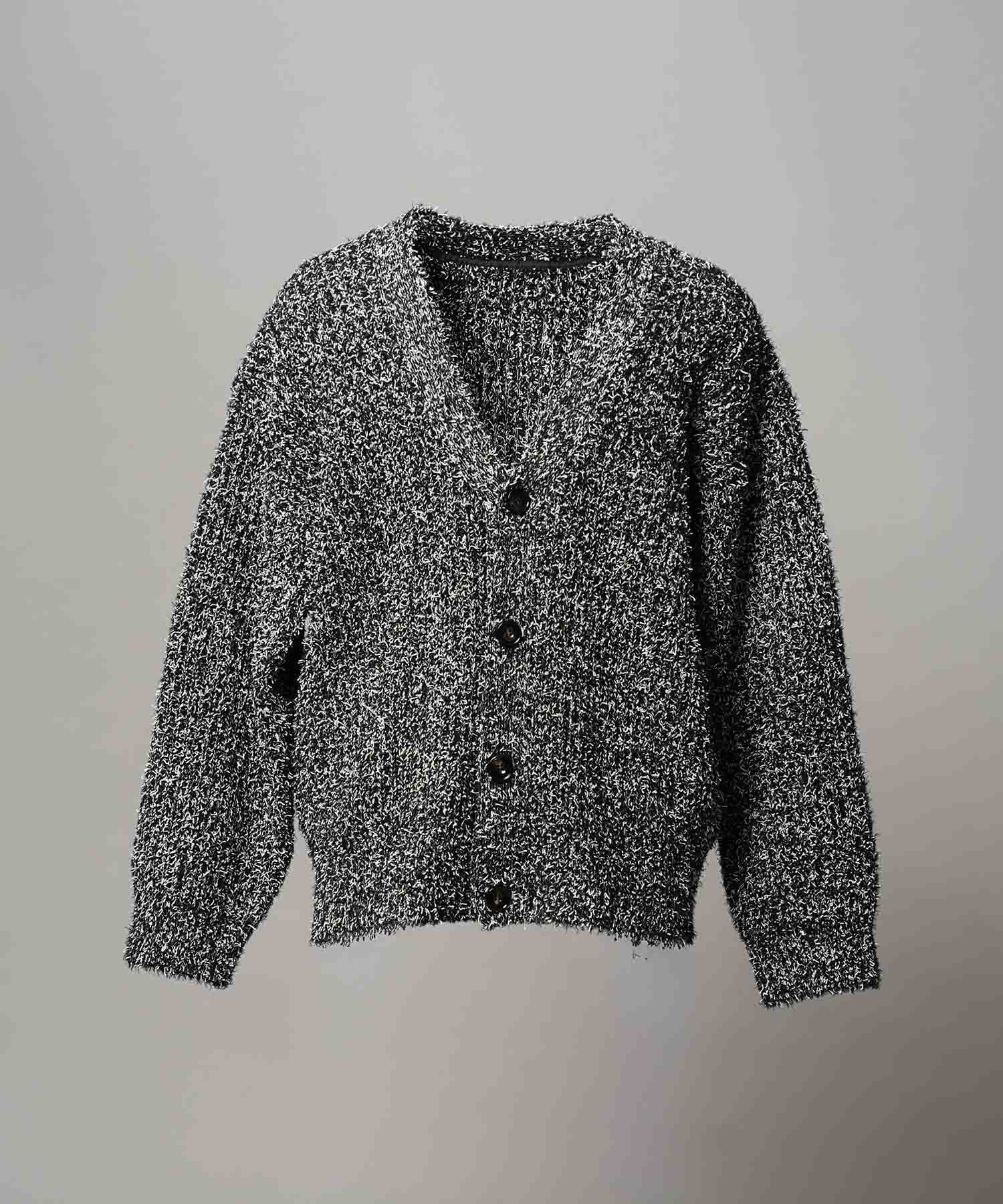 Mix Color Fancy Yarn Prime-Over Knit Cardigan