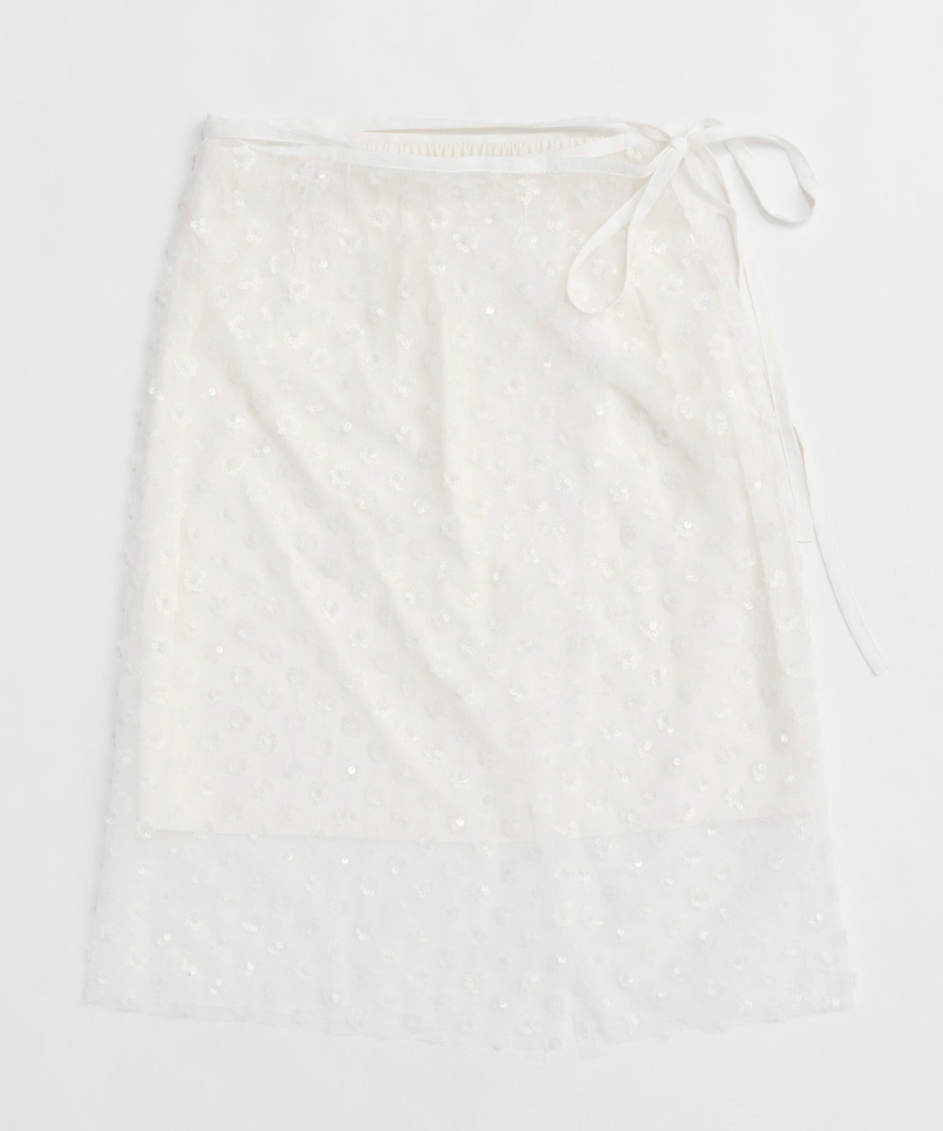 【25SPRING PRE-ORDER】Multi Fabric Glitter Flower Wrap Skirt