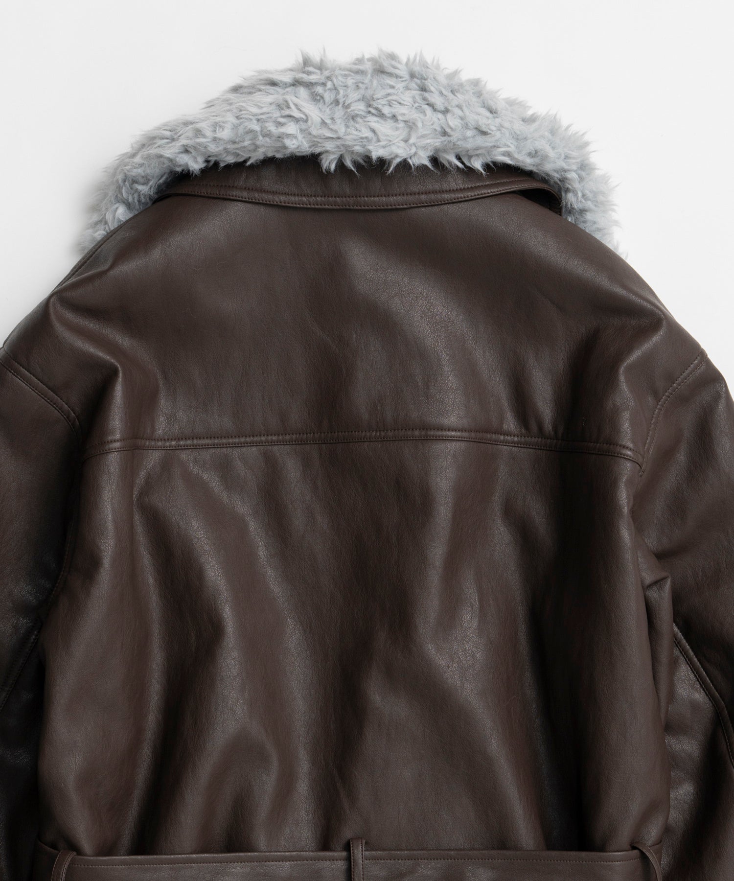 【26WINTER COLLECTION】Faux Leather Short Trench Jacket