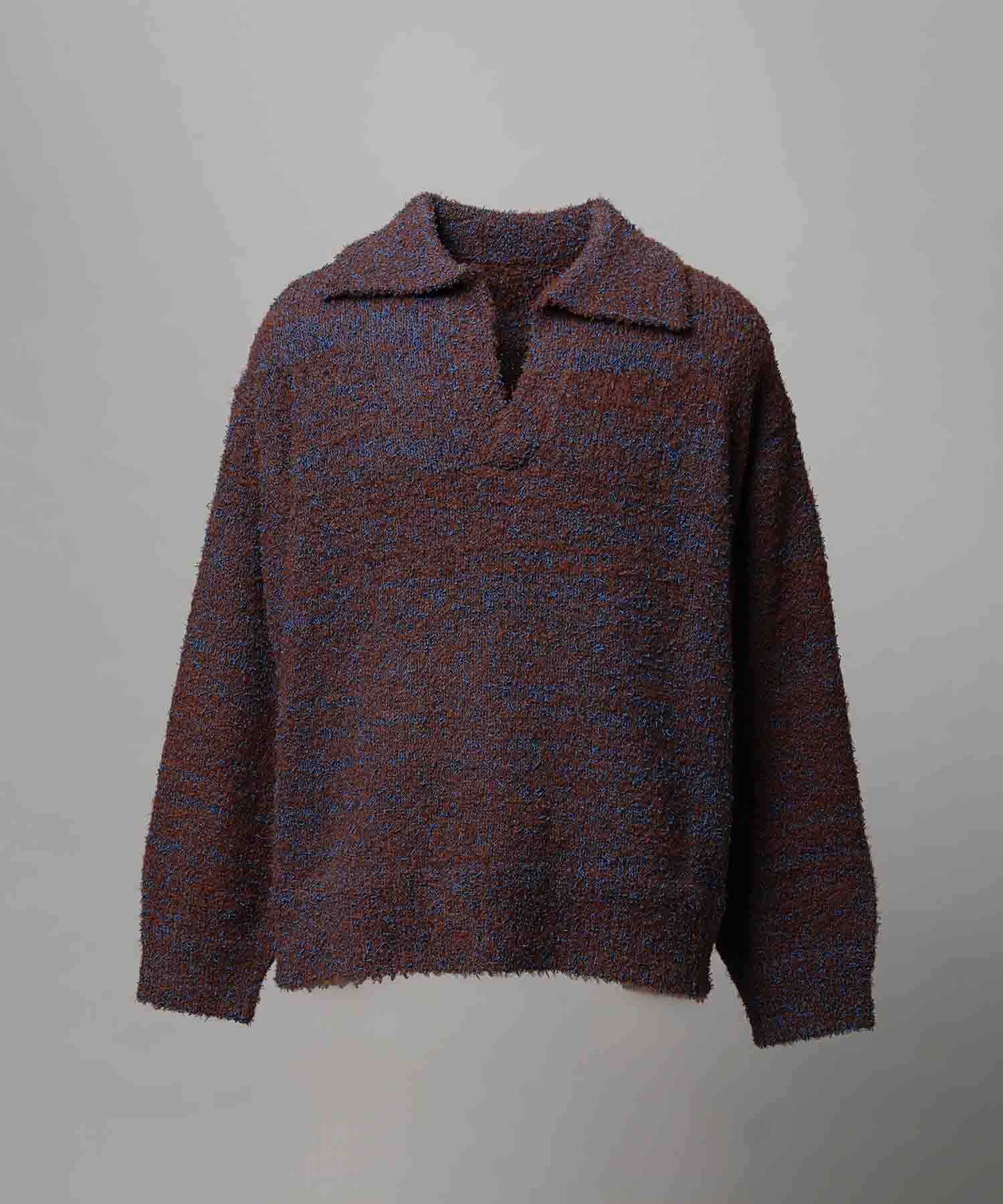 混合彩色纱线纱线船长针织套头衫