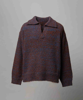 混合彩色纱线纱线船长针织套头衫