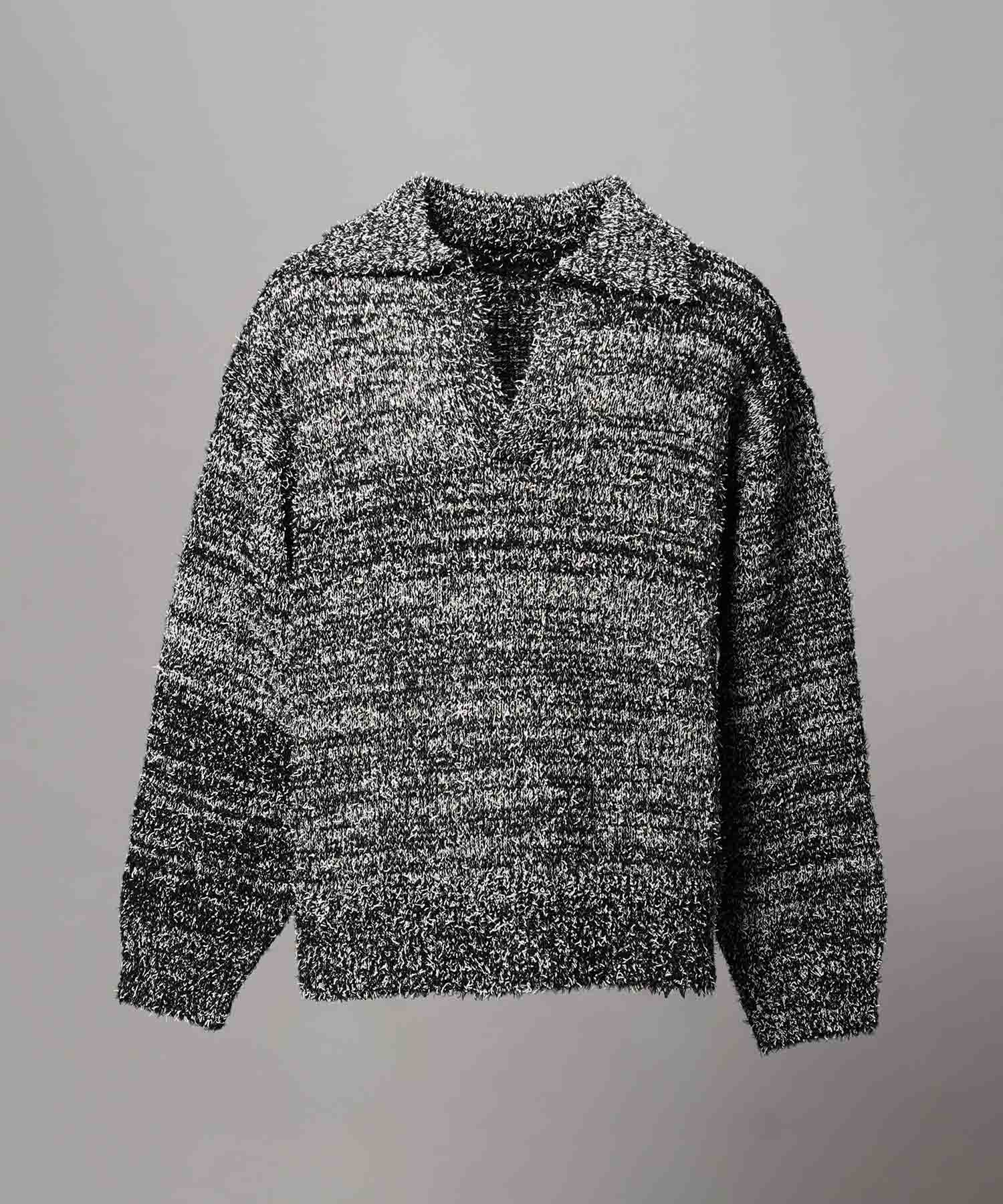 混合彩色纱线纱线船长针织套头衫