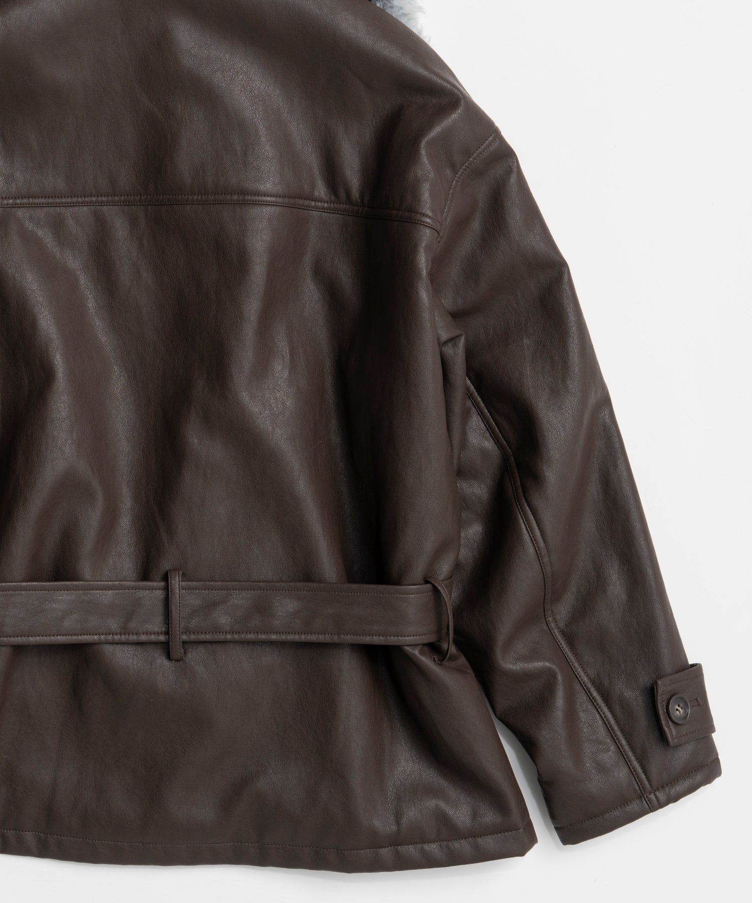 【26WINTER COLLECTION】Faux Leather Short Trench Jacket