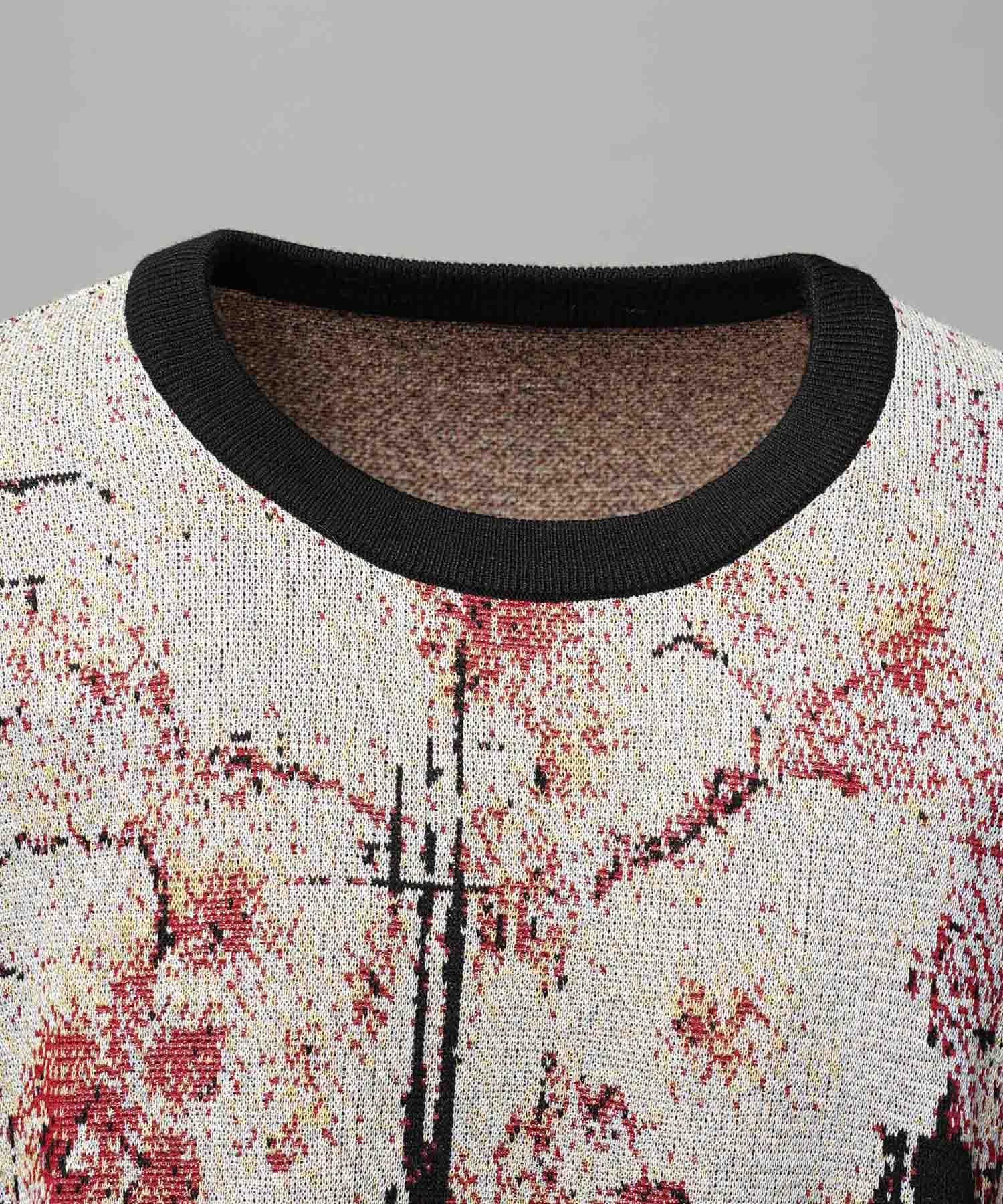 주요 현대 미술 승무원 넥 니트 풀오버