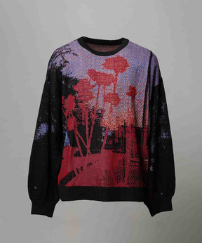 주요 현대 미술 승무원 넥 니트 풀오버