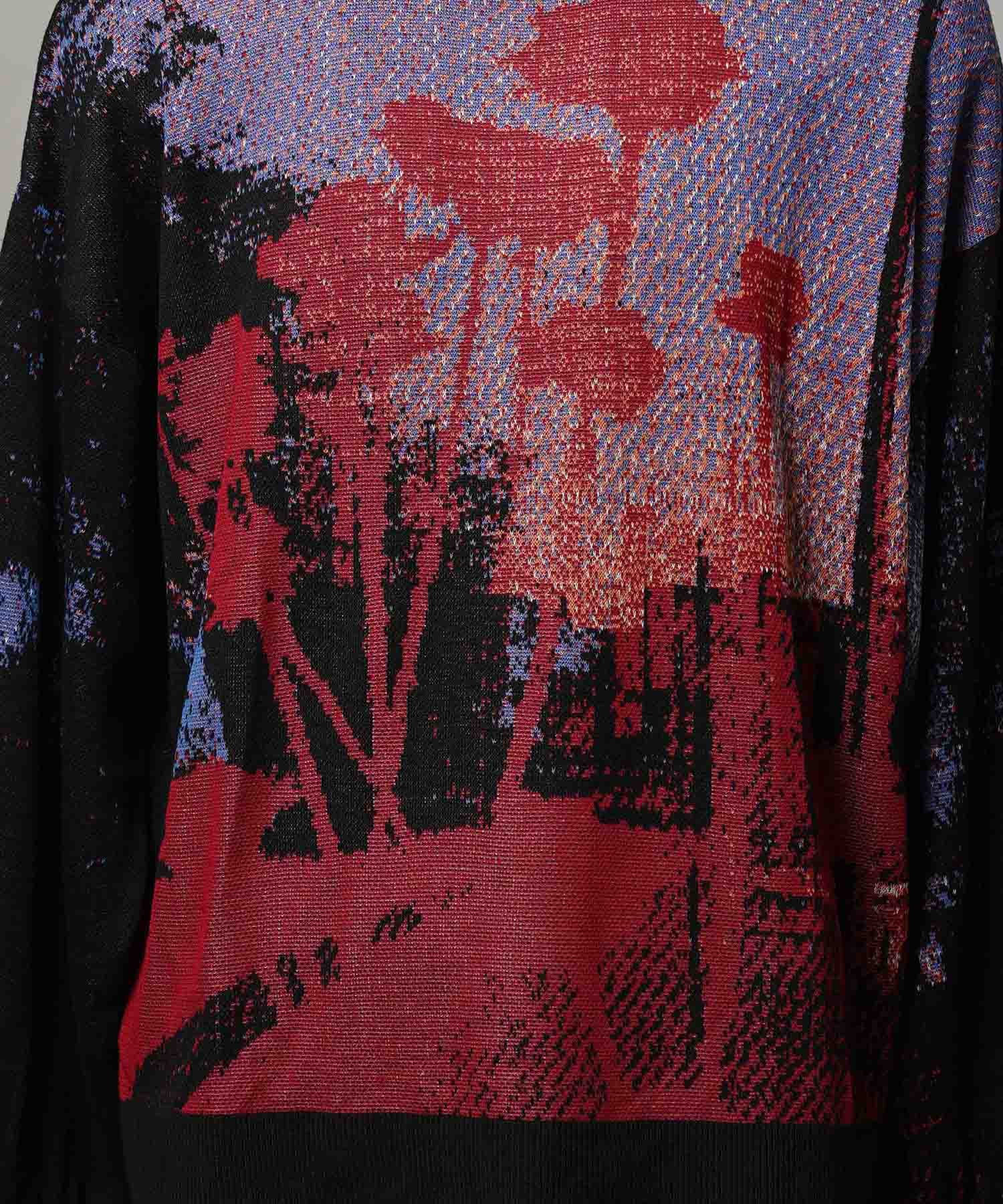 주요 현대 미술 승무원 넥 니트 풀오버