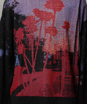 주요 현대 미술 승무원 넥 니트 풀오버