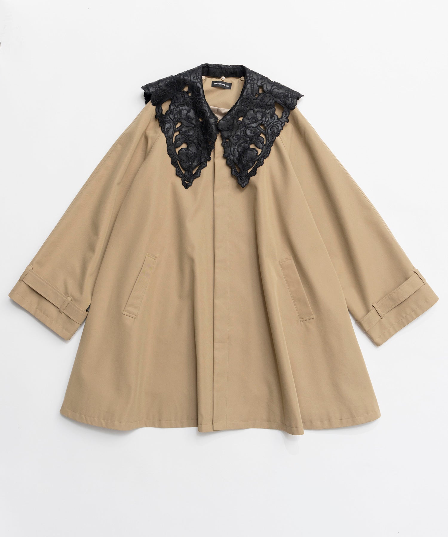 【26SPRING PRE-ORDER】Lace Collar Tent Flare Trench Coat