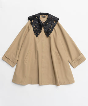 【26SPRING PRE-ORDER】Lace Collar Tent Flare Trench Coat
