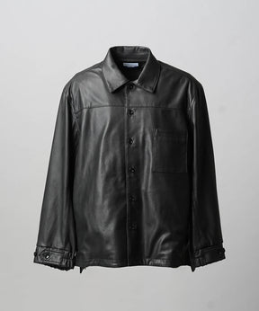 Artificial Leather Prime-Over Shirt Blouson